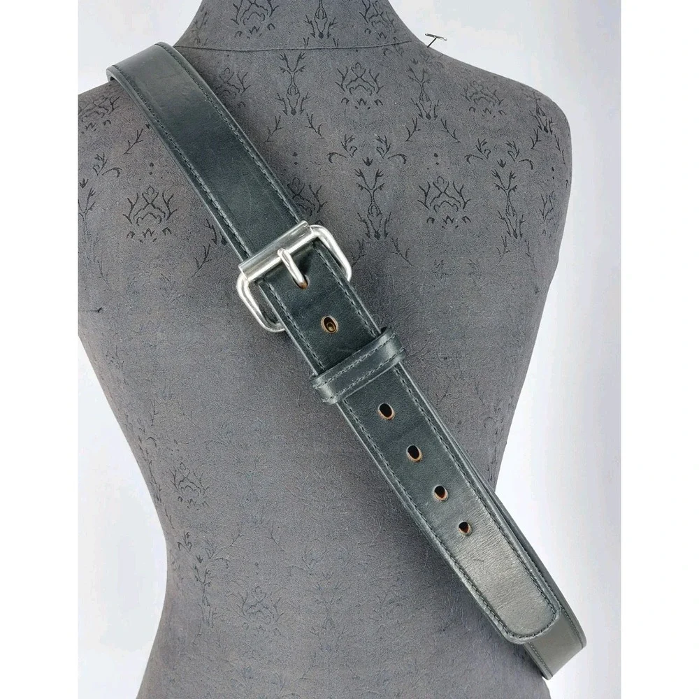 Bullhide Belts Black Leather Mens Size 54 Made In‎ The USA Silver Buckle